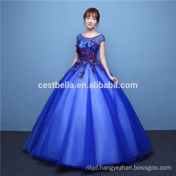 OEM Service Color customized ball gown organza wedding gown blue green evening gown